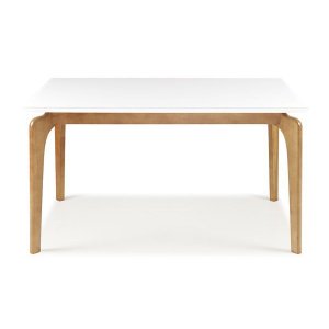 Mesa de Jantar 6 Lugares 160cm Tampo com Vidro Base Madeira Maciça - Branca