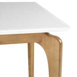 Mesa de Jantar 6 Lugares 160cm Tampo com Vidro Base Madeira Maciça - Branca - 2
