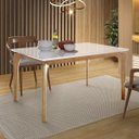 Ver imagem 3 de Mesa de jantar moderna 4 Lugares 120cm Tampo com Vidro Base Madeira Maciça - Branca