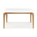 Ver imagem 1 de Mesa de Jantar 8 lugares 180cm Cirrus - Tampo com Vidro Base Madeira Maciça - Branca