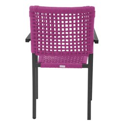 Kit 4 Cadeiras Marília Corda Náutica Base em Alumínio Preto/rosa - 5