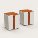Ver imagem 7 de Puff Sala Decorativo Quadrado Descanso Kit 2 com Alça Lucca Base Fixa Sintético PU Nozes e Linho