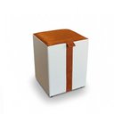 Ver imagem 4 de Puff  Quadrado Descanso Sala Kit 2 com Alça Lucca Base Fixa Sintético Pu Nozes e Linho Bege