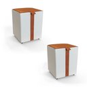 Ver imagem 2 de Puff  Quadrado Descanso Sala Kit 2 com Alça Lucca Base Fixa Sintético Pu Nozes e Linho Bege