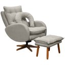 Ver imagem 2 de Kit Poltrona de Amamentação Base Giratória Balanço e Puff Angra Veludo - Sofa Store:Veludo Bege Marf