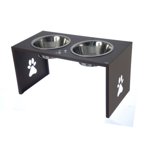 Comedouro Elevado Duplo Cão Porte G Marrom