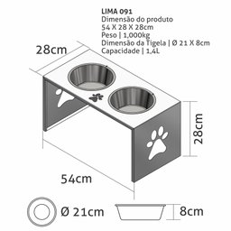 Comedouro Elevado Duplo Cão Porte G Marrom - 3