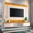 Ver imagem 2 de Painel Home Suspenso 1.8 para TV até 55" Sala de Estar Illusion Off White/Cinamomo G26 - HB Móveis