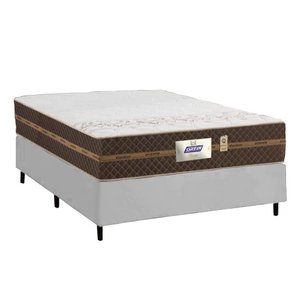 Cama Box Casal Colchão Molas Flora Gazin + Box Sintético 52x138x188 Branco