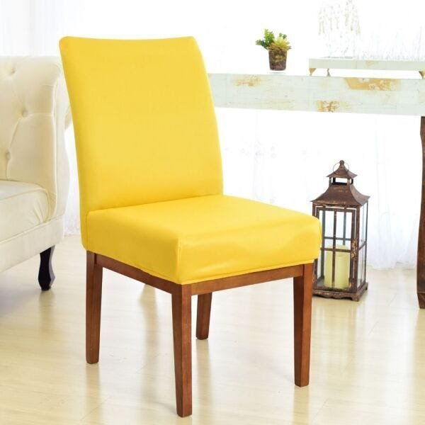 Capa Para Cadeira Sala de Jantar Amarelo - 1
