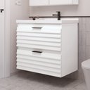 Ver imagem 3 de Gabinete para Banheiro Branco Isa com Bancada de Mármore Sintético Branco 66 cm