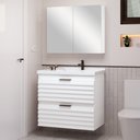 Ver imagem 7 de Gabinete para Banheiro Branco Isa com Bancada de Mármore Sintético Branco 66 cm