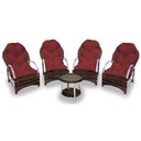 Ver imagem 1 de Conjunto de Poltronas Fibra Sintética Pequim Alumínio - 4 Poltronas + 1 Mesa Centro - Tecido Duna Ve