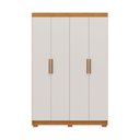 Ver imagem 2 de Guarda-Roupa Solteiro Ravena 4 Portas 2 Gavetas 100% MDF Off White/Cerejeira/Nevaska