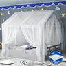 Cama de Casal com Dossel e Colchão Mdf:cinza - 1
