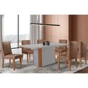 Ver imagem 1 de Conjunto: Mesa de Cozinha Pietã¡ Curvo 180cm + 6 Cadeiras Maldivas Madeira Naturale/off White -
