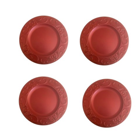 Jogo de 4 (quatro) Sousplats Vermelho Arabesco - 33 Cm Utensilios do Chef