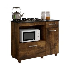 Balcão para Cooktop 4 Bocas e Forno 2 Portas 1 Gaveta Violeta Kaiki Móveis Ipê