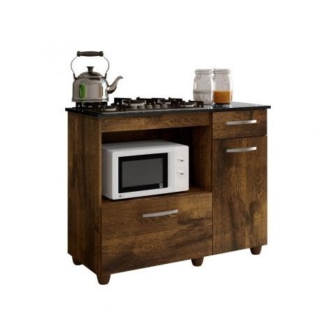 Balcão para Cooktop 4 Bocas e Forno 2 Portas 1 Gaveta Violeta Kaiki Móveis Ipê