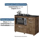 Ver imagem 5 de Balcão para Cooktop 4 Bocas e Forno 2 Portas 1 Gaveta Violeta Kaiki Móveis Ipê