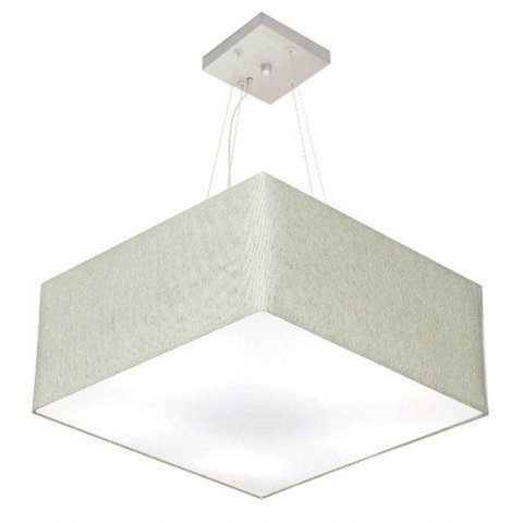 Lustre Pendente Quadrado Vivare Md-4006 Cúpula em Tecido 21/50x50cm - Bivolt Rustico-cinza 127/220v