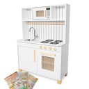 Ver imagem 1 de Kit Livro Cozinha Infantil Retro com Pia Fogão e Microondas - Branco