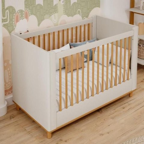Berço Americano 2 em 1 100% MDF Sofá para Colchão 130x70cm Multimóveis Crper-BER003 Off White/