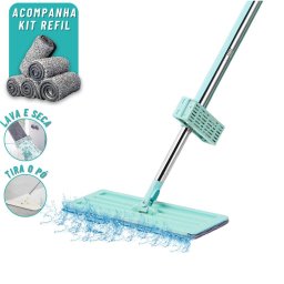 Esfregão Rodo Mop Flat Limpeza Piso 360 S/ Balde + 1 Refil Rdmg-001 Snel Home - 2