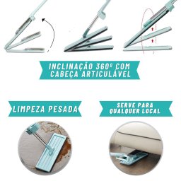Esfregão Rodo Mop Flat Limpeza Piso 360 S/ Balde + 1 Refil Rdmg-001 Snel Home - 4