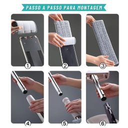 Esfregão Rodo Mop Flat Limpeza Piso 360 S/ Balde + 1 Refil Rdmg-001 Snel Home - 5