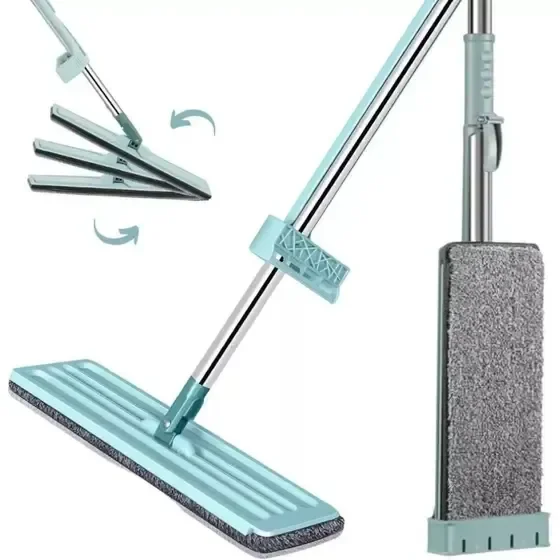 Esfregão Rodo Mop Flat Limpeza Piso 360 S/ Balde + 1 Refil Rdmg-001 Snel Home