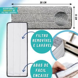 Esfregão Rodo Mop Flat Limpeza Piso 360 S/ Balde + 1 Refil Rdmg-001 Snel Home - 6