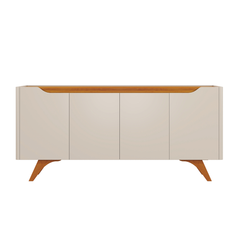 Buffet Atenas 4 Portas Off White Naturalle Pés em Madeira