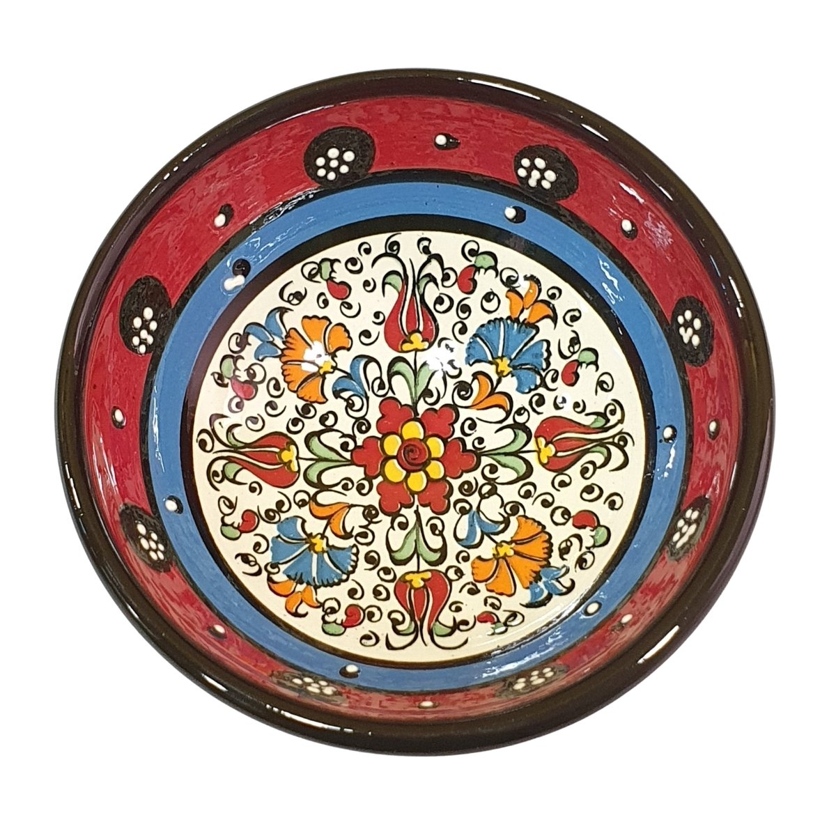 Bowl Turco Pintado de Cerâmica Vermelho Liso 12cm (Pinturas Diversas)