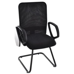 Poltrona Diretor Universitária Base Fixa Linha Tela Mesh Preto