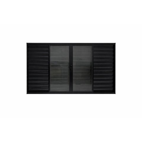 Janela Veneziana de Alumínio Preto S/grade 100x150 6 Folhas