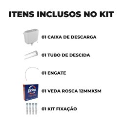 Caixa Descarga Elevada 6,8 À 9l Branca + Tubo Descida + - 2