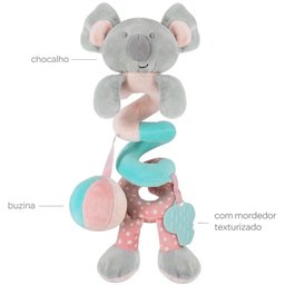 Brinquedo Pelúcia com Mordedor Macio para Bebê Buba Coala Rosa Azul - 3