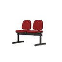 Ver imagem 1 de Longarina Job 2 Lugares Assento Courino Vermelho Base Metalica Preta - 54514