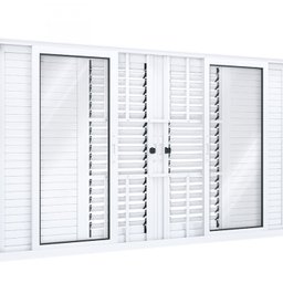 Janela Veneziana Alumínio de Correr Central Flex 4 Folhas Móveis 2 Fixas com Grade Lucasa Eccellente - 3