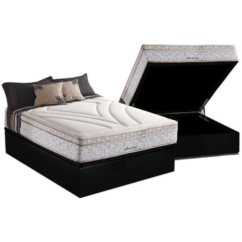 Cama Box Baú Casal: Colchão Molas Masterpocket Ensacadas Herval Maxspring American + Base Crc