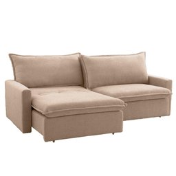 Sofá Cama Retrátil Califórnia Linho Bege Claro 1,80m - 1