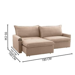 Sofá Cama Retrátil Califórnia Linho Bege Claro 1,80m - 3