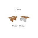 Ver imagem 5 de Mesa Reunião Escritório 6 Lugares com Caixa de Tomada, Tampo Engrossurado 50mm Marrom/Freijó/Branco Artany