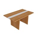 Ver mais imagens de Mesa Reunião Escritório 6 Lugares com Caixa de Tomada, Tampo Engrossurado 50mm Marrom/Freijó/Branco Artany