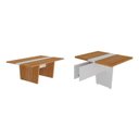 Ver imagem 2 de Mesa Reunião Escritório 6 Lugares com Caixa de Tomada, Tampo Engrossurado 50mm Marrom/Freijó/Branco Artany