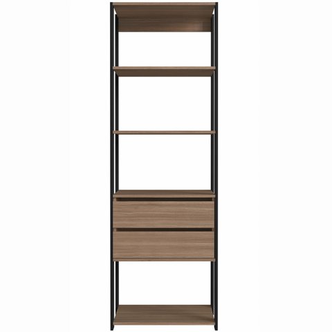 Closet Modulado 60x45x183cm com 5 Prateleiras e 2 Gavetas ProDecor em MDP Montana e Preto