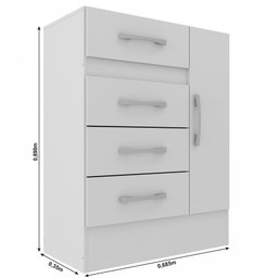 Cômoda Sapateira Grande 4 Gavetas 1 Porta Cor Branca - 4