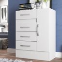 Ver imagem 1 de Cômoda Sapateira Grande 4 Gavetas 1 Porta Cor Branca