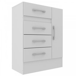 Cômoda Sapateira Grande 4 Gavetas 1 Porta Cor Branca - 2
